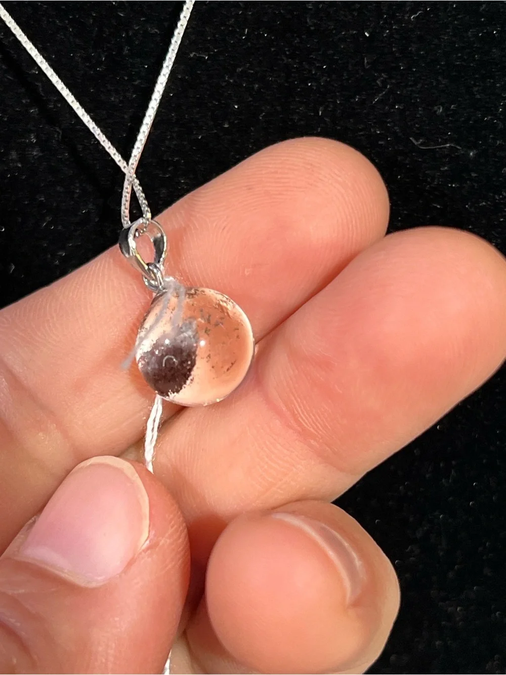 Handcrafted Pink Glass Orb Pendant Necklace - Women Jewelry